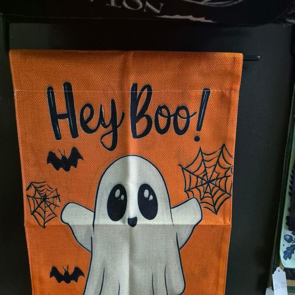 Orange white halloween flag